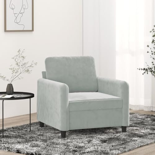 Willood Sessel, Sofa Relaxsessel mit gepolstertem Sitz Armlehnen, Fernsehsessel Loungesessel Metallgestell, Polstersessel Ruhesessel für Wohnzimmer Hellgrau 60 cm Samt