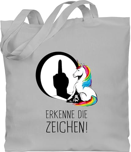 Shirtracer Baumwolltasche - Taschen - Lustige Einhorn Sprüche Erkenne die Zeichen | Cooles Unicorn Geschenk Einhörner witzig - Unisize - Hellgrau - einhörnern unicorns motiv mit