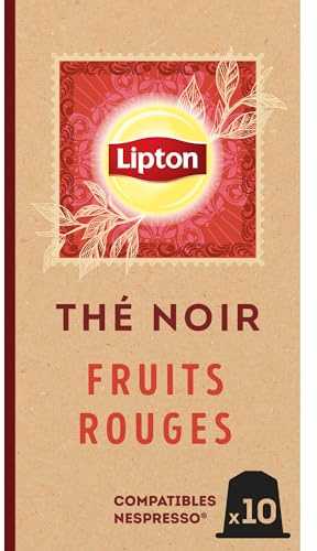 Lipton, Thé Noir, Goût Fruits Rouges, Capsules Compatibles Nespresso, Vitalité, Ingrédients d'Origine 100% Naturelle, 10 Capsules (Lot de 10)