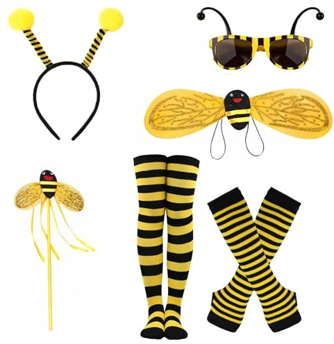 Déguisement Abeille Femme – Ensemble Complet pour Adulte Carnaval, Inspiré par Maya l'abeille et Minion – Cosplay Costume Animaux Adulte avec des Accessoires Amusants