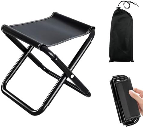 Ortviai Campinghocker Klappbar, Mini-Klappstuhl für den Außenbereich, Mini-Klapphocker und Leicht Sitz Falthocker Klappbar für Reisen Wandern Garten Angeln Grillen Strand mit Aufbewahrungsbeutel