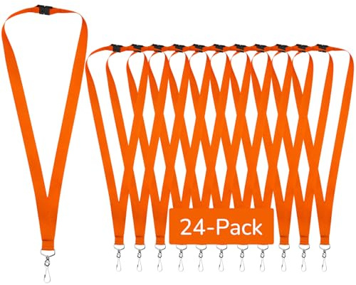 WEZEBEL 24 Stück Orange Umhängebänder für Ausweise, Schlüssel, Büro, Schule und Veranstaltungen, Polyester