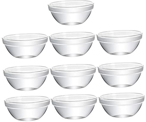iplusmile Lot de 10 Bols en Verre Empilables Résistants à Haute Température pour Desserts Salades et Puddings Ustensiles Cuisine et Élégants