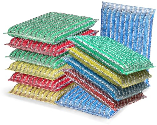 ovwo Estropajo Cocina - 12 Piezas Esponjas Scrub Mejoradas, Ideal para Platos, Ollas, Fregadero