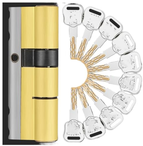 Schliebzylinder 30/30,Halbzylinder 10 Tasten Lock Ersatzsicherheit Eingangstürschloss Zylinder Knob Zylinder Trotzig Doppelzylinderschloss(A37.5B37.5 L75mm)