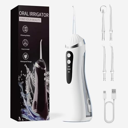 Toothank Cordless Water Flosser for Teeth, Portable Oral Irrigator with 300ML Tank, 1600 Pulses/Min, 3 Modes & 4 Nozzles for Braces, Gum Care, 30 Days Battery, IPX7 Waterproof, Travel & Home Use
