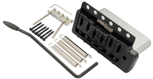 Wilkinson Serie M 52,5 mm ST Puente Tremolo 6 Tornillos Bloque Completo Palanca de Vibrato Entrada Presión Para Guitarra Eléctrica Americana Vintage Narrow Spacing Strat, Negro