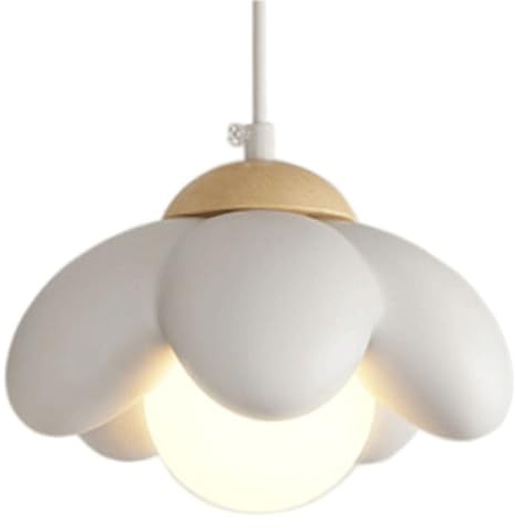 Creative Petal Resin Hanging Lamp, G9 Light Source Single-Head Chaner, Ceiling Lighting Fixtures, Bedroom Dining Room Balcony Decoration Pendant Light (White)