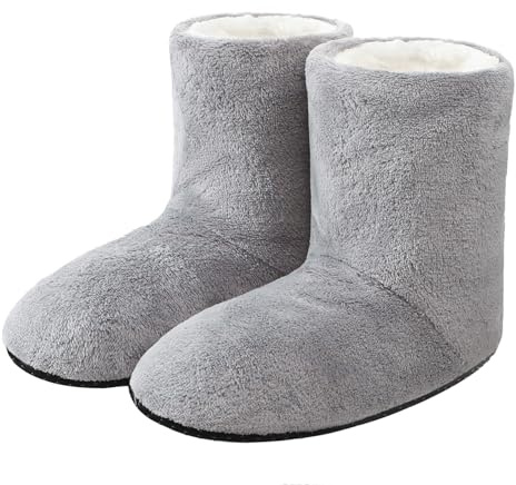 Donne Uomini Caldi Stivaletti Termici Inverno Indoor Slipper Stivali Morbido Pile Casa Scarpe Accogliente Camera da Letto Pantofola Suola Antiscivolo Pantofole Invernali Stivaletti, Grigio, 39/40 EU
