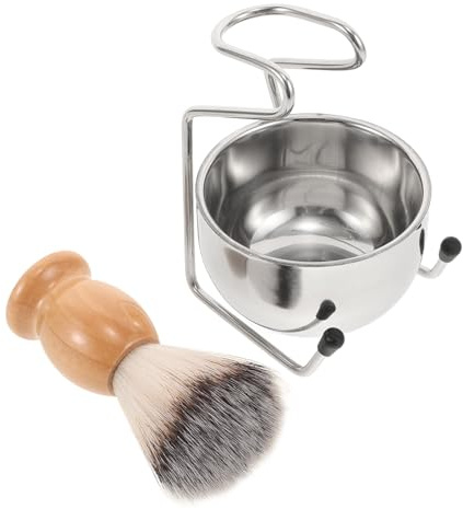 Alipis Rasierpinsel und Rasierbecher Satz für Männer aus Edelstahl mit Holzgriff Multifunktionales 3-in-1 Rasur Satz für Einfache Reinigung und Elegantes Herrenpflege Accessoire