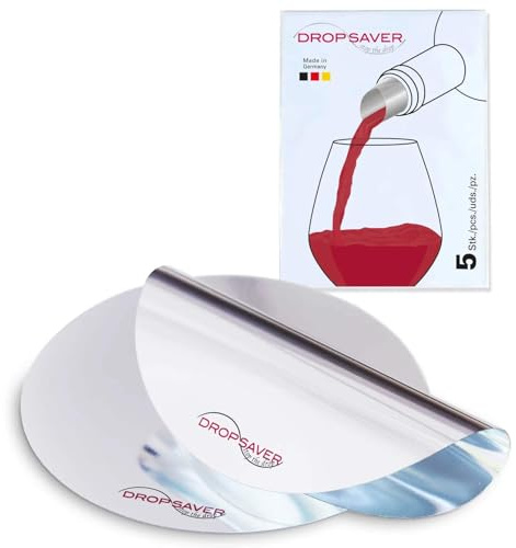 DROPSAVER® Weinausgießer Plättchen – Tropffreier Ausgießer für Wein & Sekt – Wiederverwendbar aus PET-Folie – Made in Germany – auch als Weingeschenk Silber 5