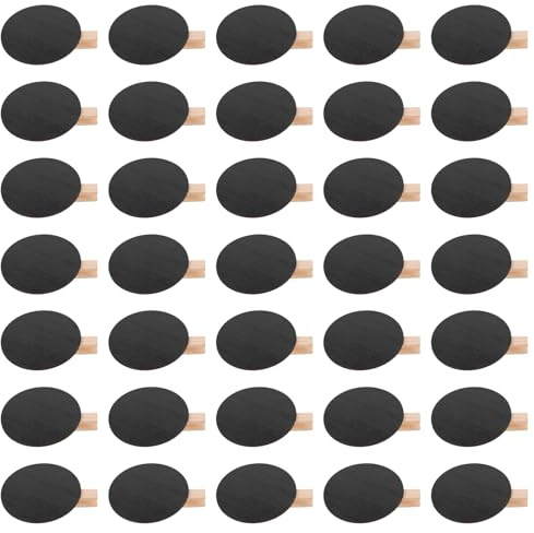 DIYEAH Mini Pizarras de Madera Redondas Negras con Clip Giratorio, 50 Unidades, Letreros de Pizarra con Clips para Mensajes y Etiquetas Reutilizables, Uso Doméstico y Escolar