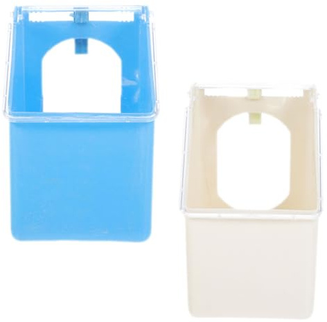 HOOWIFFY 2Pcs Plastic Pigeon Feed Containers Hanging in Cage, Multi-Functional Feeding and Grit Box for Birds