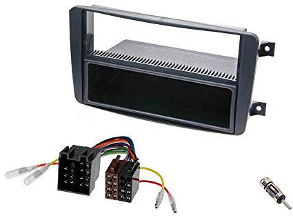 Audioproject A220 - Set mascherina per vano autoradio da incasso per Mercedes Classe C W203 CLK W209 Viano Vito con, vano portaoggetti da incasso, adattatore radio/antenna ISO DIN