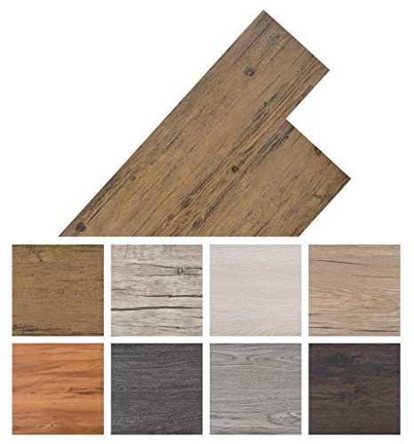 Tidyard Vinyl-PVC Laminat Dielen, Bodenbelag, 5,26 m?, Rutschfest, Wasserfest, Schwer Entflammbar, Schimmelbest?ndig, für Küche, Bad, Flur oder Wohnzimmer, 6 Dekors w?hlbar - Walnuss-Braun