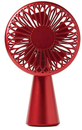 Lexon Wino - Mini ventilatore da scrivania wireless, 3 velocità del flusso d'aria, pale ultra silenziose, autonomia: 5 ore, ricaricabile tramite USB-C (cavo incluso) o wireless QI - Rosso