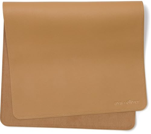 Ava + Oliver Vegan Leather Baby Changing Mat (16 X 30 in) - Multipurpose Wipeable and Portable Diaper Mat - Foldable for Travel (Tan)