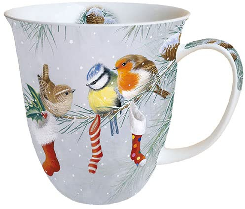 Ambiente Porzellan Tasse ca. 400ml Becher Bone China Mug Für Tee Oder Kaffee Herbst Winter Weihnachten Christmas Socks
