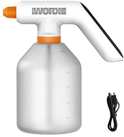 WORX Cordless Handheld Sprayer, WX018 3.6V Plant Mister, 1L Spray Bottle, Adjustable Nozzle, 6m Range, 1h Runtime, Annular LED Light, Type-C Cable, Ideal for Kitchen & Indoor Furniture Cleaning