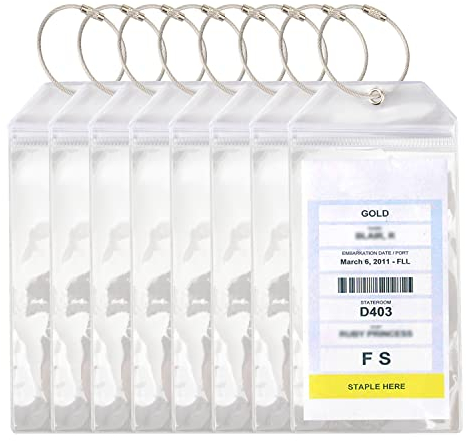 Temlum 8er-Set Gepäckanhänger für Kreuzfahrten, Wasserfeste Kofferanhänger Kreuzfahrt Gepäckanhänger Kofferanhänger mit Klipp-Verschluss und verschraubbaren Metallband