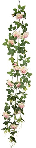 Künstliche Rosenranke Rosen Blumen Rosengirlande Seidenblumen Kunstblumen hängend Hochzeitsbogen Rosenranken für Hochzeit Weihnachten Dekor Romantische Deko Blumengirlande Hochzeitsdeko