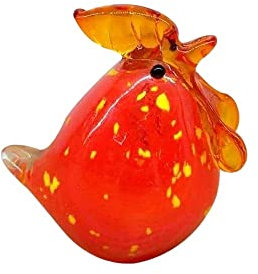HXSCOO Buntes Glas Huhn Ornament Tierfigur mundgeblasen Truthahn Statue Home Decor Multicolor Lady Kids