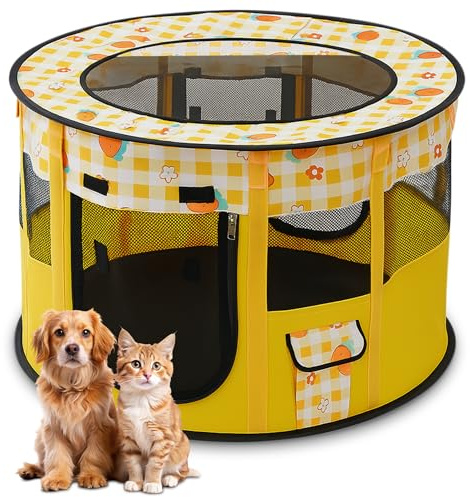 ALLSOPETS Faltbarer Haustierstall Tragbarer Katzen Laufstall Hunde Zelt Hundekäfig für Hund Welpe Freigehege Hundebox Kaninchen Zwinger mit Tragbar Handtasche (Golf, XL)