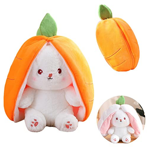 TROYSINC Hasen verstecken, Hase Kuscheltier Plüschtiere Erdbeerhasen Karotten Hasen Kuscheltier Versteckspiel Ostergeschenke Für Kinder, Jungen, Mädchen (Karotte,25cm)