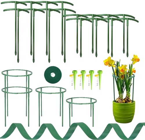 16 Pack Soportes para Plantas, Tutor Plantas, Apoyo para Plantas, Plantas de Plástico Jardín Soporte, para Pequeñas Vegetal Arbusto Tomate (8PCS 25cm+8PCS 15cm)