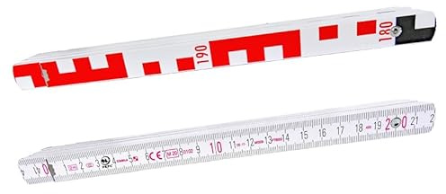 Nivellierzollstock 2 m (Geometer-Maßstab), Transportlänge 24,0 cm, E-Teilung/mm-Teilung