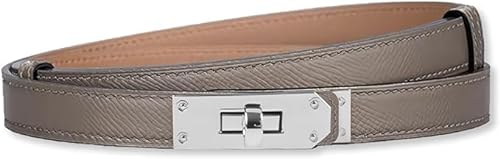 HEVIBK Ledergürtel Damen Gürtel Taillengürtel Damengürtel Leder Jeansgürtel Echtleder 24mm Breit schmaler Gürtel（Grau-Braun/Silber）