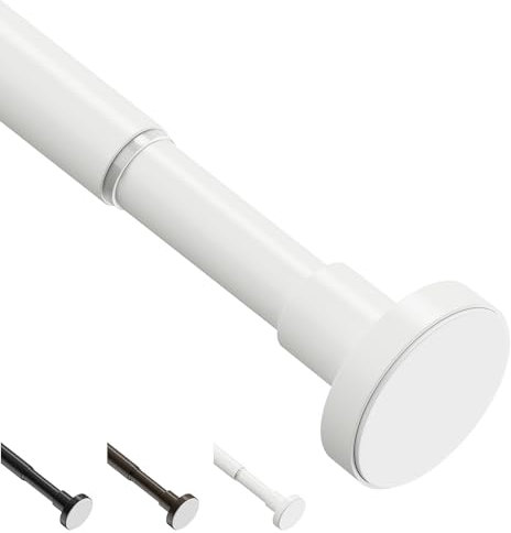 WELDUN Teleskopstange 48-67CM Duschvorhangstange ohne Bohren Klemmstange Vorhangstange Φ25mm Spannstange für Kleiderschrank, Fenster, Badezimmer, Weiß