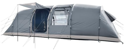 Skandika Tunnelzelt Casablanca 8 Protect | Camping Zelt mit 2 Schlafkabinen, dunkle Schlafkabine, eingenähter Zeltboden, 3000 mm Wassersäule, 2m Stehhöhe, Moskitonetz | Familienzelt