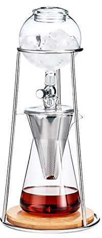 Cafetière Goutte à Goutte Cafetière Infusée à Froid Café Infusé à la Main Café Infusé à Froid Pot D'égouttement en Acier Inoxydable et Cafetière en Verre Machine à Thé Glacé pour(#1)