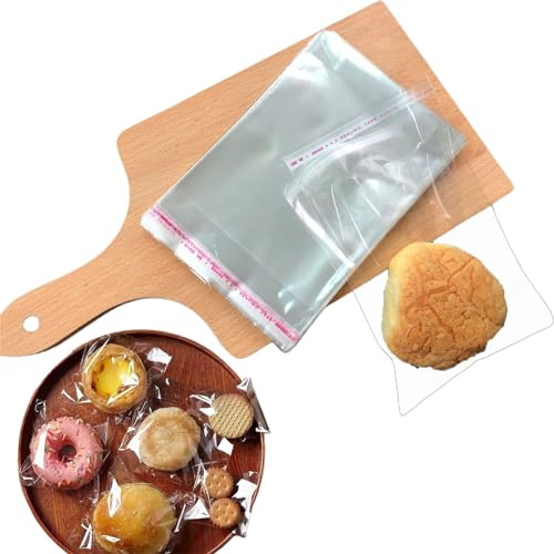 Yolistar 200 PCS Sachets Transparents Bonbons, Sachet Bonbon, pour Emballer des Biscuits Gâteau au Chocolat Confiserie, Sacs Cellophane, pour fête d'anniversaire/Noël/Mariage (Transparent), 8 x 10 cm