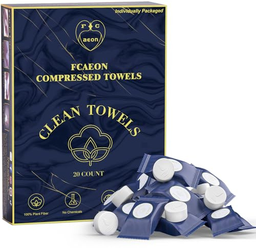 FCaeon Asciugamani Compressi Monouso Viaggio 100Pz, Asciugamani Usa e Getta per il Viso, 100% Asciugamano da Viaggio Comprimibile Biodegradabile, Salviette, Confezione Singola, Assorbente(Blu Scuro)