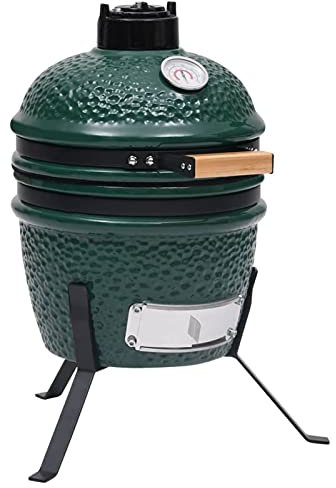 Homgoday Kamado, barbecue 2 in 1, affumicatore in ceramica, 56 cm, verde, per esterni