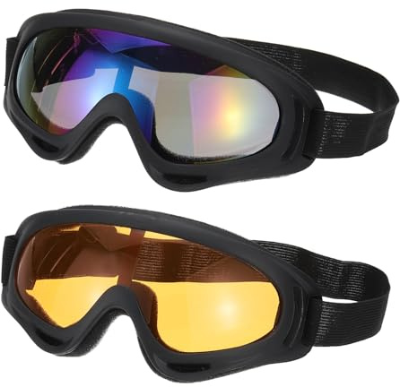 PATIKIL Smutsskyddsglasögon, 2 st motorcykelglasögon, ATV-glasögon, skidglasögon, racinghjälm, skyddsglasögon, vindtäta för bergsbestigning, himmel, dykning, skidåkning, ridning, svart med