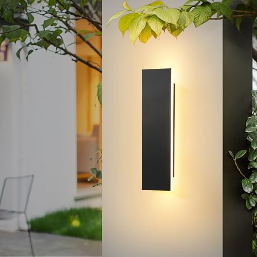 YUEEU 20CM Applique da Parete Esterno LED Nero impermeabile Ip65 Moderne Lampada Parete Interno Luci per Portico Esterno Villa Wall Light 3000k Scala Corridoio Luce Wall Lamp
