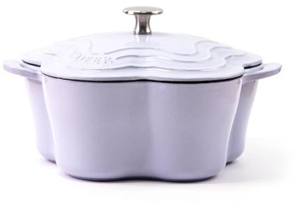 STHOYN Cocotte Fonte Émaillé pour Cuisinière À Induction Plaque De Cuisson À Induction Cocotte en Fonte Émaillée Émaillée Ustensiles De Cuisson(Purple,Flowers_22CM)
