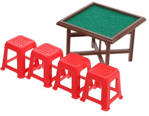 ERINGOGO 1satz Miniatur-Mahjong-Tisch Und Stuhl Set Puppenhaus Zubehör Teiliges Deko-Set Für Realistische Szenen Für Wohnzimmer Oder Spielzimmer Perfektes Für Sammler