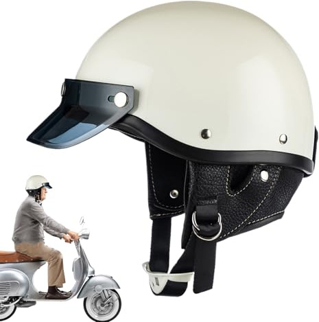 Casco de Motocicleta de Cara Abierta, Cascos de Motocicleta Media caparazón | Helmets de Motocicleta para Hombres | Capa de Cara Abierta Transpirable Ligera para el Scooter de Motocross Racing Street