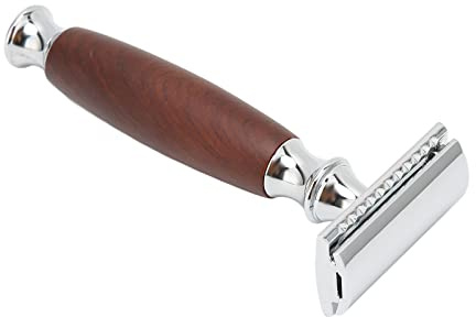 LUCKDANO Sicurezza per Uomini, Doppia Sicurezza con Manico in Legno per Rasatura Professionale, Rasoio Manuale in Lega di Zinco per Uomini e Donne, Portatile, Liscio e Stabile, Lama