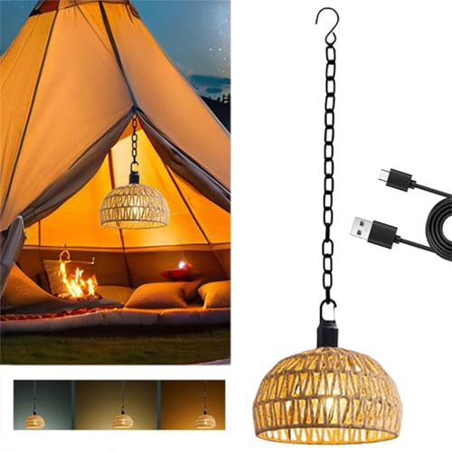 wgzixezn Lampada LED Ricaricabile da Esterno Giardino Sospensione Lampada A Sospensionensione Lampada A Sospensione Ricaricabile per Esterni Lampadario da Batteria con 3 Colori Lampadina