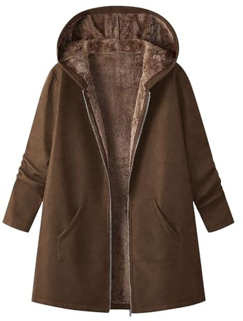 Manteaux doublés en polaire pour femme – Vestes parka d'hiver chaudes en coton sherpa, caban coupe-vent rembourré, manches longues épaisses avec fermeture éclair, pardessus à capuche moelleux, veste