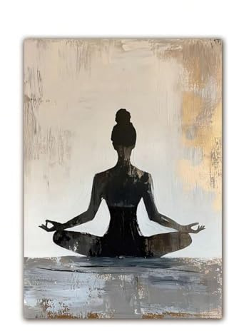 CAOXTART Zen-Bilder mit minimalistischer Yoga-Pose, Leinwandbild, Yoga-Silhouette-Druck, Poster – Meditation, Heimdekoration (50 x 70 cm/rahmenlos)