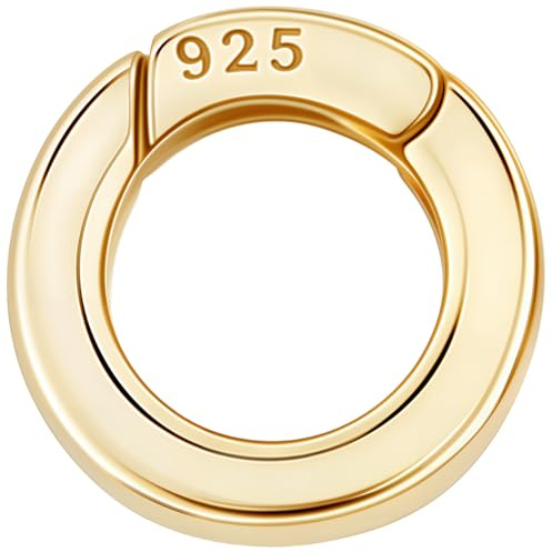 SUNNYCLUE 1 Caja con 925 Cierres de Plata de Ley para Collar, Cierre de Resorte de 12mm, Anillos de Puerta Redondos Dorados, Extensor, Acortador de Resorte, Hebillas A Presión para Pulseras, Tobiller