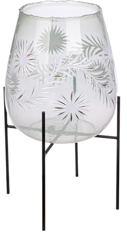 GILDE Vindljus diore av glas – blomdesign – klar – höjd 50 cm x Ø 24 cm – ljusstake
