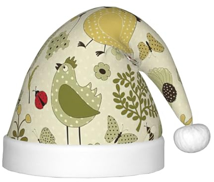SDEGTHO Weihnachtsmütze mit gelben Blättern, Huhn, Baby, Weihnachtsmann, Kleinkind, für Neujahrsparty, Kopfbedeckung, extra dickes klassisches Fell