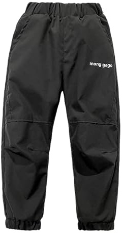 Generisch Pantalones de nieve para niñas para actividades de invierno, pantalones de esquí para niños, con forro polar térmico, ropa de exterior, pantalones softshell para aventuras, Negro , 5-6 años